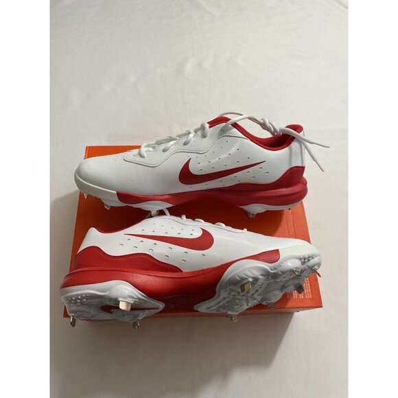 New Mens Size 15 White Red Nike Alpha Huarache Varsity 4 Low Baseball Cleats main image 11